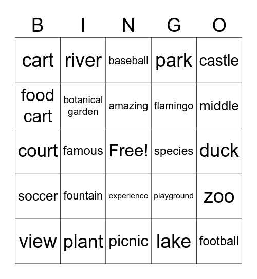 Park Bingo Card