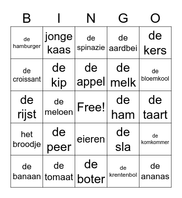 boodschappen doen Bingo Card