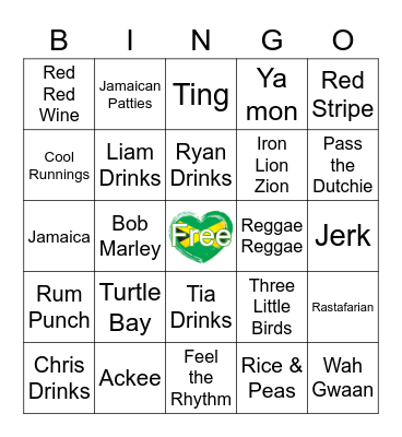 Jamaican BBQ Bingo Card