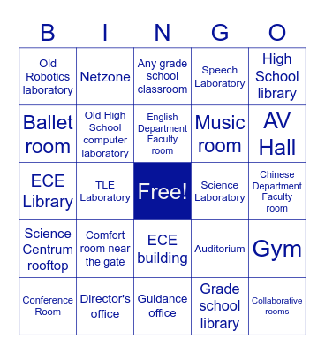 Places I've been to in KHS Bingo Card