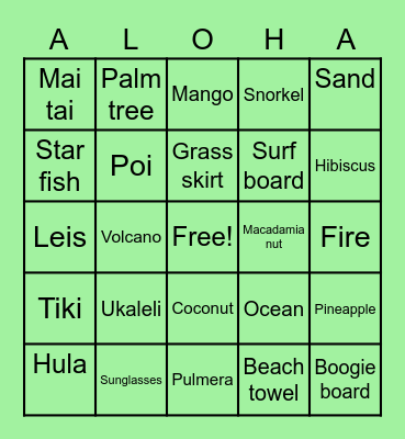 ALOHA BINGO Card