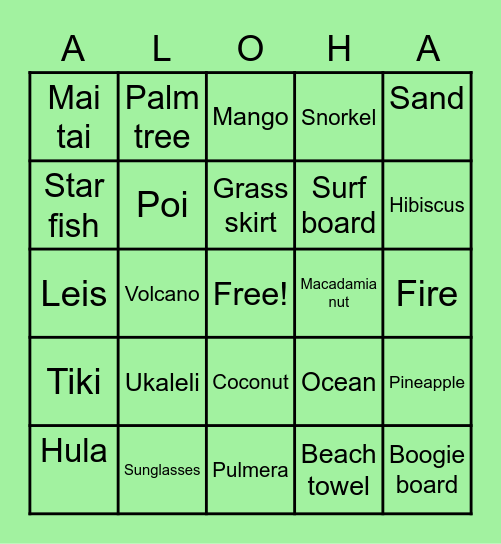 ALOHA BINGO Card