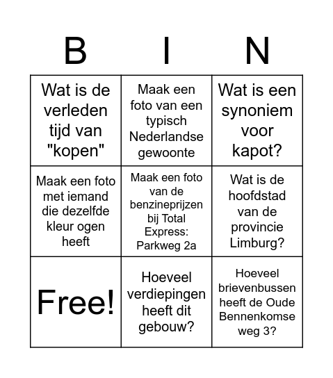 Vakantie Bingo Ede Bingo Card