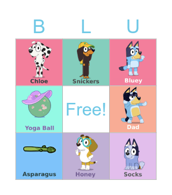 Bluey Episode Pictures Bingo Card