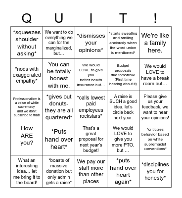 Non Profit Bingo Card