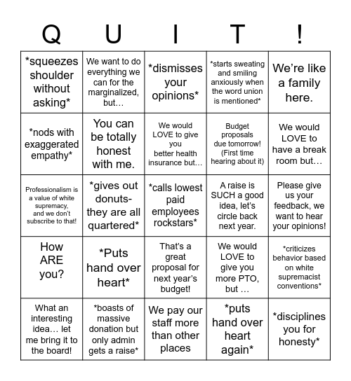 Non Profit Bingo Card