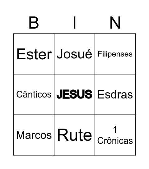 Livros da Bíblia Bingo Card