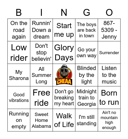 Road-Trip Classics Bingo Card