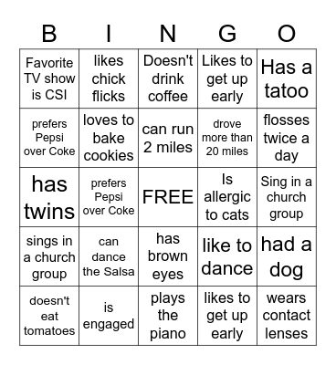 Find Someone who? Bingo Card