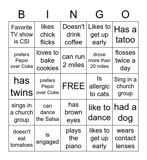 Find Someone who? Bingo Card