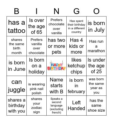 Find Someone Who... Bingo Card