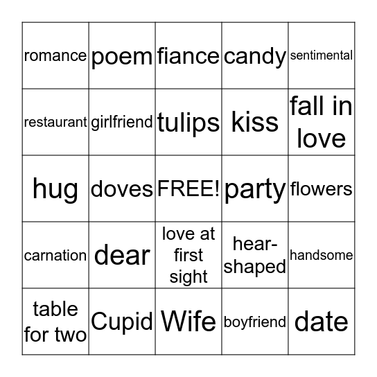 Valentine's Bingo Card