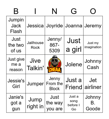 J Songs Bingo Card