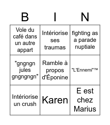 Pop-Punk E Bingo Card