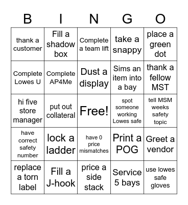 MST Bingo Card