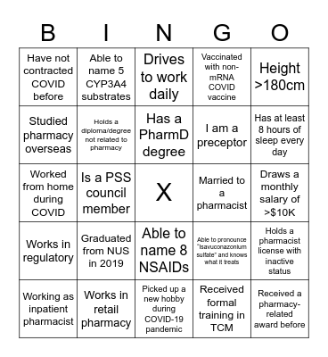 Social Night Bingo Card