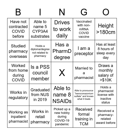 Social Night Bingo Card