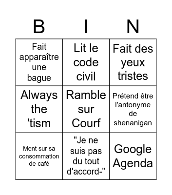 Pop-Punk Ferre Bingo Card