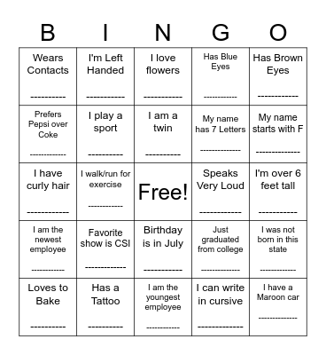 Find Someone Who? Bingo Card