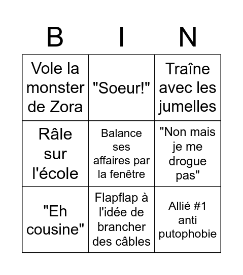 Pop-Punk Mae Bingo Card