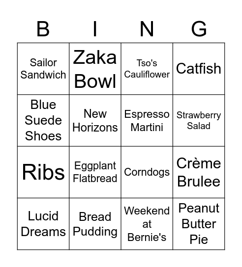 SOB East BINGO Card