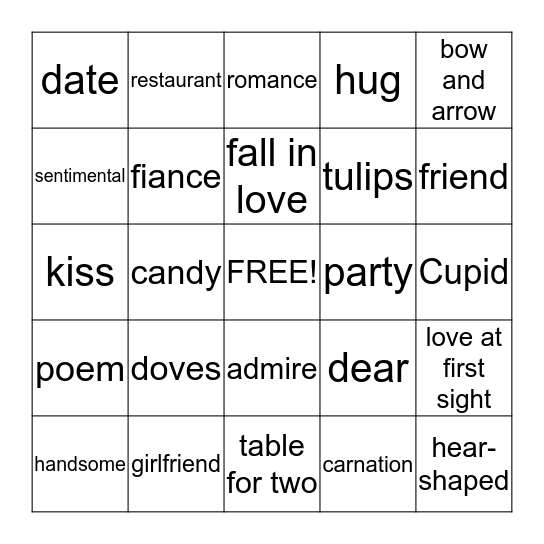 Valentine's Bingo Card