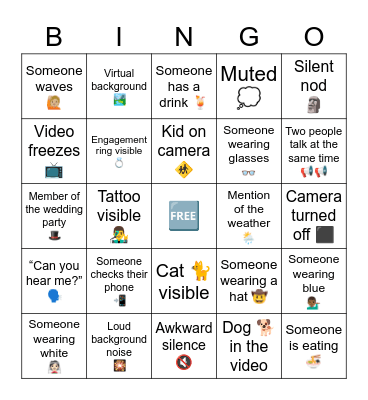 Wedding Shower Bingo Card