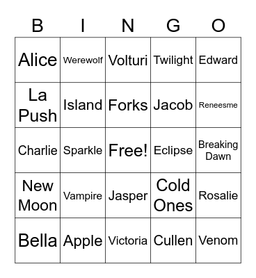Twilight Bingo Card