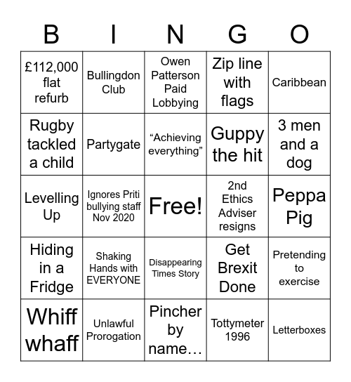 BOJO BINGO Card