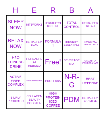HERBALIFE BINGO Card