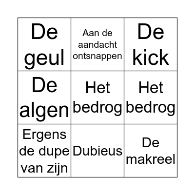 Themawoorden bingo! Bingo Card