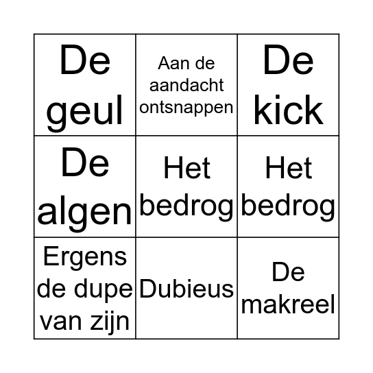 Themawoorden bingo! Bingo Card