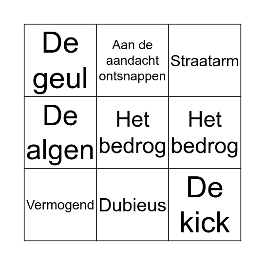 Themawoorden bingo! Bingo Card