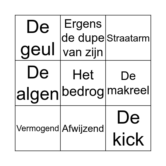 Themawoorden bingo! Bingo Card