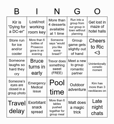 Breck Summer 2022 family bingo Card