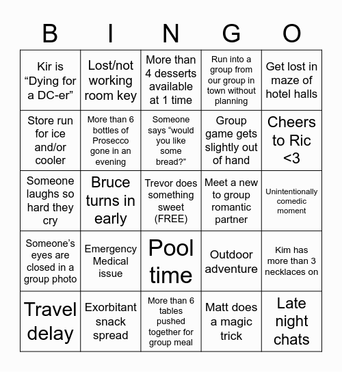 Breck Summer 2022 family bingo Card