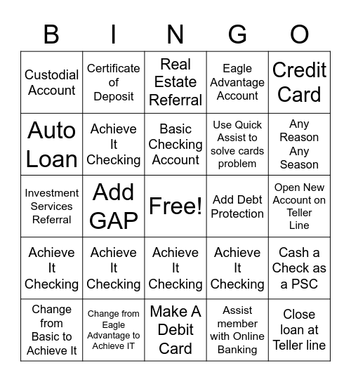 ACHIEVE IT !!! Bingo Card