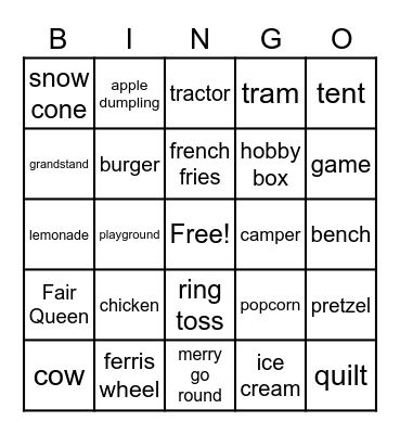 FAIR BINGO Card