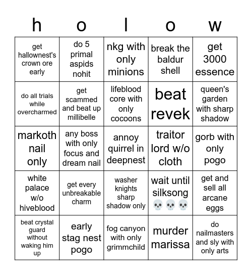 steel soul bingo Card