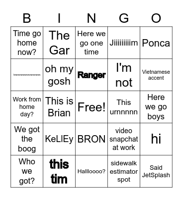 Pimpin Bingo Card