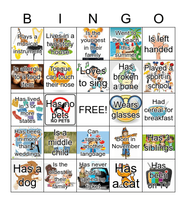Get to know you Bingo Card