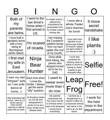 GENENTECH BINGO Card