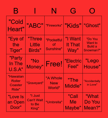Music Bingo Card