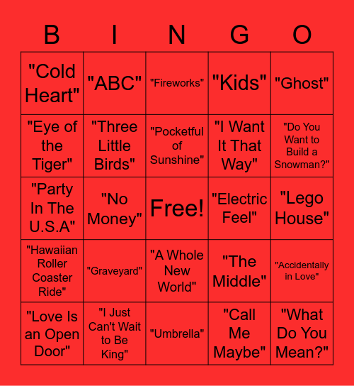 Music Bingo Card