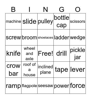 Simple Machines  Bingo Card