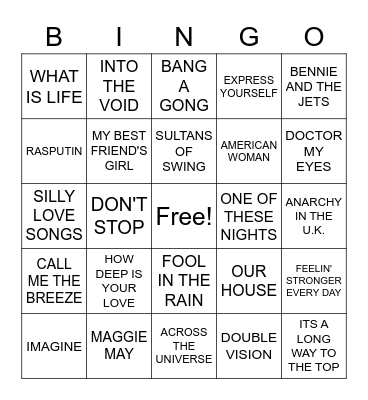 70's BBS Round 1 2022 Bingo Card