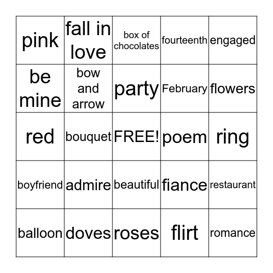 Valentine's Bingo Card