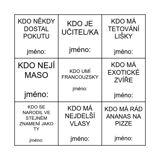 Svatební bingo Card