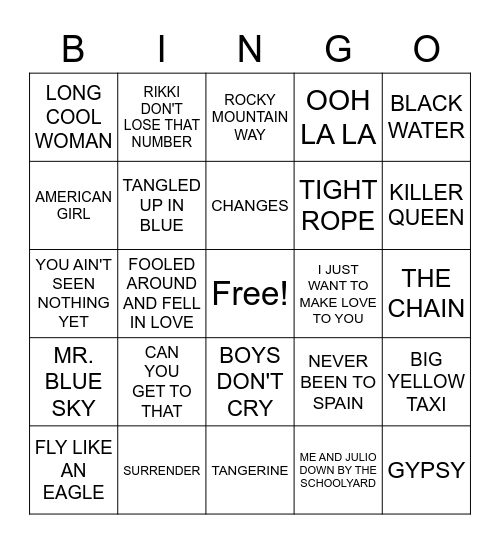 70's BBS Round 2 2022 Bingo Card