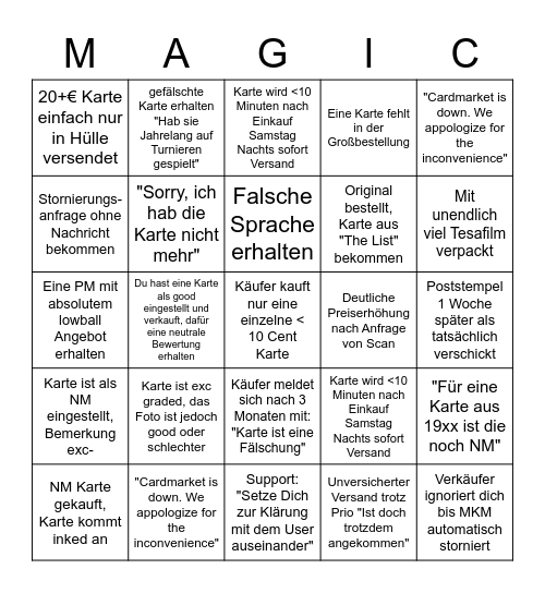 MKM Bingo Card